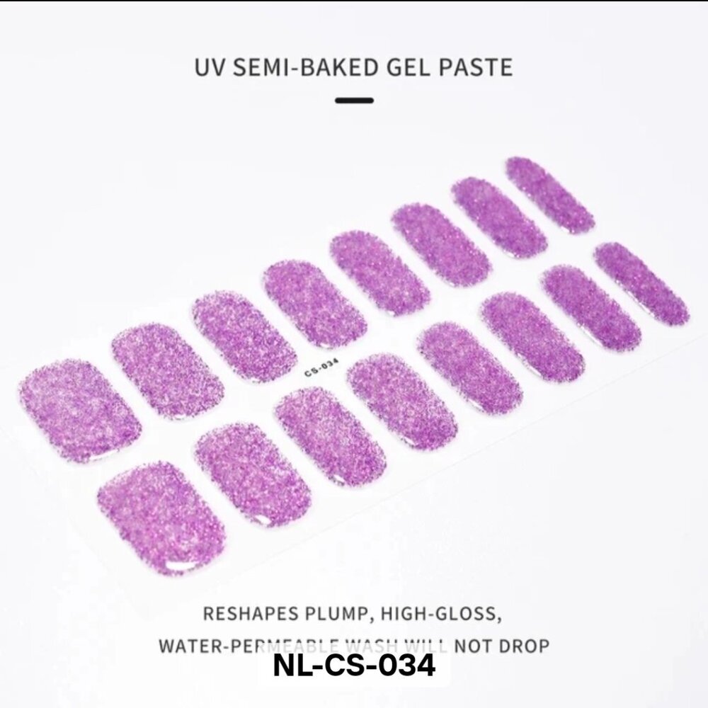 🖤 3/$12 Purple Glitter Full Nail 16 Semi Cured Gel Nails - Needs UV Curing